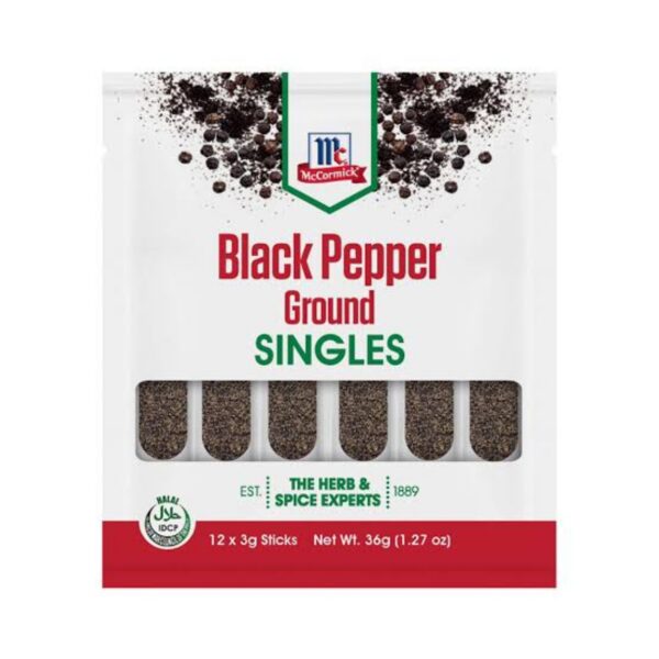 McCormick Black Pepper Ground Singles 12x3g