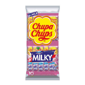 Chupa Chips Milky Lollipop Strawberry 10x9g